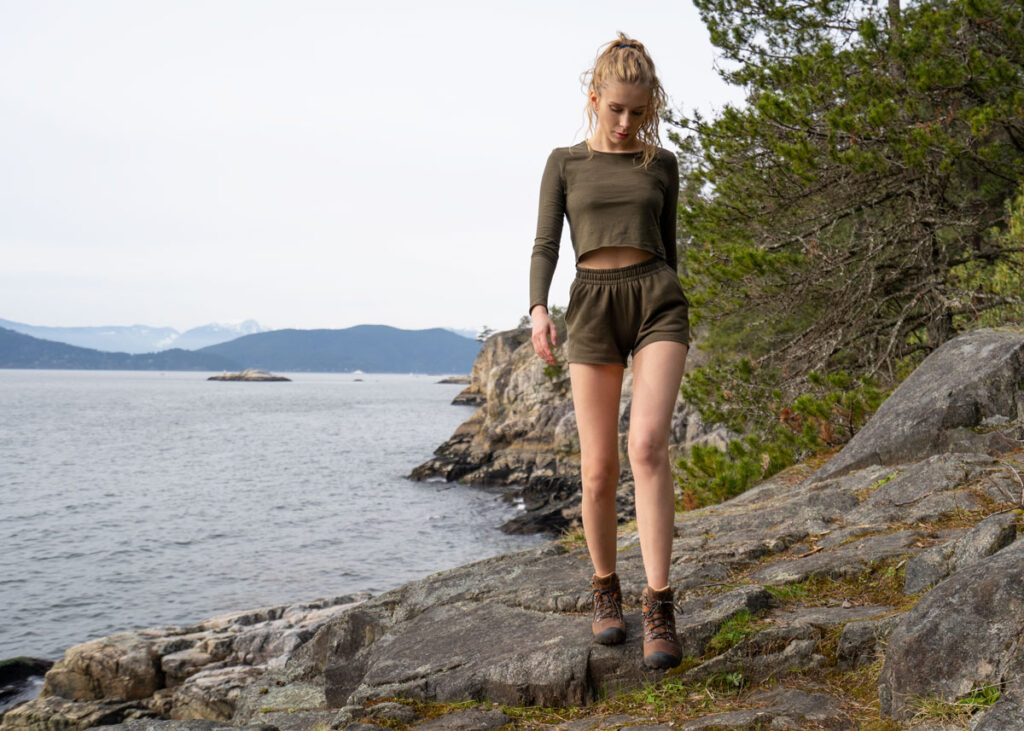 Fleece Shorts and Crop Top Hiking Outfit