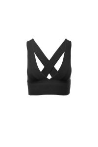 Black deep V sustainable sports bra